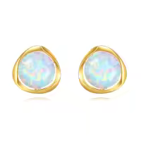 wholesale 14K Gold Opal Round Stud Earrings Wholesale for Women - 8mm Pearls and Stones  Set-opal