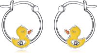 wholesale 925 Sterling Silver Rubber Duckie Hoop Earrings for Women - Cute Animal-Duck