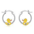 wholesale 925 Sterling Silver Rubber Duckie Hoop Earrings for Women - Cute Animal-0-0