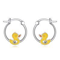 wholesale 925 Sterling Silver Rubber Duckie Hoop Earrings for Women - Cute Animal-Duck