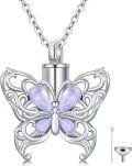 wholesale 925 Sterling Silver Heart Angel Wings Urn Keepsake Jewelry for Ashes - Blue Crystal Butterfly Charm Memorial Necklace-0-0