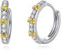 wholesale 925 Sterling Silver & 18K Gold Plated CZ Twist Design Huggie Earrings for Women-0-0