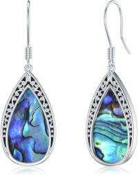 wholesale 925 Sterling Silver Teardrop Abalone Shell Filigree Celtic Knot Swirl Dragonfly Drop Earrings-Vintage Teardrop