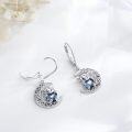 wholesale 925 Sterling Silver Blue Crystal Cow Moon Stud Earrings for Women Girls-0-1