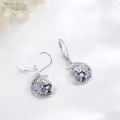 wholesale 925 Sterling Silver Blue Crystal Cow Moon Stud Earrings for Women Girls-0-1