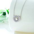 wholesale 925 Sterling Silver Platinum Heart-Shaped Diamond Pendant Necklace (D VVS)-0-3