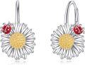 wholesale 925 Sterling Silver Ladybug Daisy Drop Earring Set - Hypoallergenic Floral Jewelry for Women-0-0