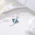 wholesale 925 Sterling Silver & Larimar Stingray Pendant Necklace, Manta Ray Ocean Jewelry Gift for Women-0-2