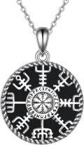 wholesale 925 Sterling Silver Viking Compass Vegvisir Rune Pendant Necklace for Women and Moms-0-0