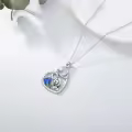 TOUPOP Sterling Silver Stone Stethoscope Caduceus Heart Pendant Necklace-0-3