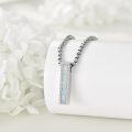 wholesale 925 Sterling Silver Opal Cremation Jewelry - Vertical Bar Memorial Necklace with Engraving and Funnel Set-0-2