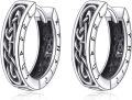 wholesale 925 Sterling Silver Black Onyx Celtic Knot Huggie Hoop Earrings for Men & Women-0-0