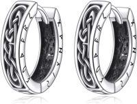 wholesale 925 Sterling Silver Black Onyx Celtic Knot Huggie Hoop Earrings for Men & Women-Celtic Knot