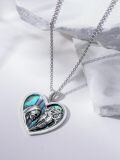 wholesale 925 Sterling Silver Abalone Shell Gothic Skull & Witch's Heart Pendant with Black Cat and Horse Design on Chain-0-3