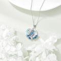 wholesale 925 Sterling Silver Blue Crystal Axolotl & Fish Charm Pendant Necklace-0-4
