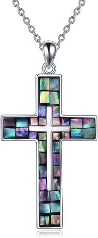 wholesale 925 Sterling Silver Abalone Shell Cross Pendant Necklace - Unique Handcrafted Gift for Women-A. Abalone Shell