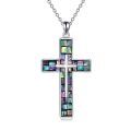 wholesale 925 Sterling Silver Abalone Shell Cross Pendant Necklace - Unique Handcrafted Gift for Women-0-0