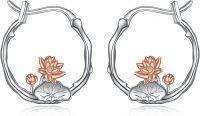 wholesale Silver Lotus Flower Hoop Earrings - 925 Sterling Silver Hypoallergenic Jewelry for Women-Lotus
