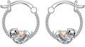 wholesale 925 Sterling Silver Sloth Heart Charm Huggie Hoop Earrings for Women Girls-0-0