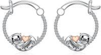 wholesale 925 Sterling Silver Sloth Heart Charm Huggie Hoop Earrings for Women Girls-Sea Lion Earrings