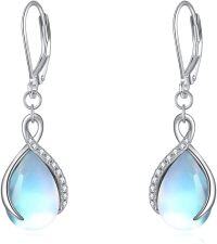 wholesale Sterling Silver Moonstone Larimar Teardrop Earrings Infinity Dangle Gifts-Infinity Moonstone