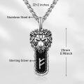 wholesale 925 Sterling Silver Black Crystal Lion Pendant Necklace-0-4