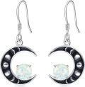 wholesale 925 Sterling Silver Opal Moon Phase Drop Earrings-0-0