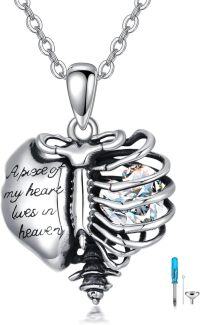wholesale Sterling Silver Birthstone Urn Necklace for Ashes Memorial Jewelry for Women Men Mom-4-April
