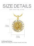 wholesale 925 Sterling Silver Gold Plated Saint Michael Protect Us Medal Pendant Necklace-0-1