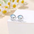 wholesale 925 Sterling Silver Jellyfish Stud Earrings with Mother of Pearl and Cubic Zirconia for Women-0-3