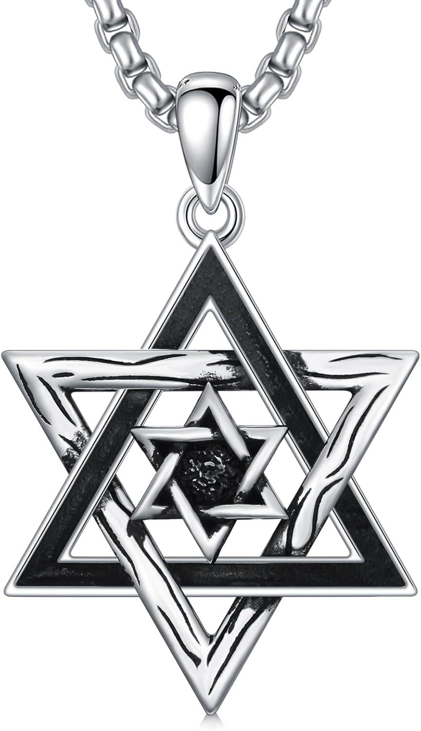 Sterling Silver Star of David Lion of Judah Celtic Knot Chai Pendant Necklace-Star of David Necklace