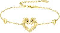 wholesale Gold 925 Sterling Silver Celtic Heart Unicorn Bracelet for Women-Dragon Bracelet - Gold