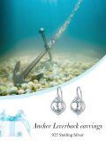 wholesale 925 Sterling Silver Turquoise Anchor Drop Earrings for Women-0-5