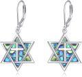 wholesale 925 Sterling Silver Star of David & Cross Dangle Earrings – Hypoallergenic Jewish Jewelry Gift for Women & Men-0-0