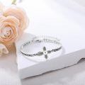 wholesale 925 Sterling Silver Cross Bracelet Wholesale With Pink Stones And Engraved Inspirational Message-0-1