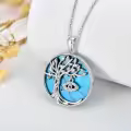 TOUPOP Sterling Silver & Turquoise Tree Of Life Necklace-0-3