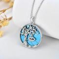TOUPOP Sterling Silver & Turquoise Tree Of Life Necklace-0-3