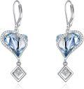 wholesale 925 Sterling Silver Clear Crystal Heart Drop Earrings s for Women and Girls-0-0