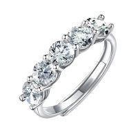 wholesale 925 Sterling Silver 5 Stone Round Cut Zircon Eternity Ring-#6#6.5#7#7.5#8