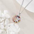 wholesale 925 Sterling Silver Rainbow Crystal Hummingbird Flower Pendant Necklace for Women-0-2