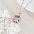 wholesale 925 Sterling Silver Rainbow Crystal Hummingbird Flower Pendant Necklace for Women-0-2
