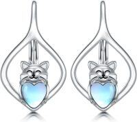 wholesale 925 Sterling Silver Pink Angel Wing Rabbit Hoop Earrings for Women Gifts-Cat