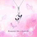wholesale 925 Sterling Silver Pink Austrian Crystal Infinity Butterfly Pendant Necklace-0-7