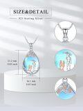 wholesale 925 Sterling Silver Teardrop Blue Moonstone Family Pendant Necklaces for Women Men Girls Boys Kids  Ideas-0-2