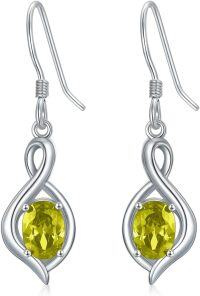 wholesale 925 Sterling Silver Oval Gemstone Dangle Drop Earrings for Women-Citrine