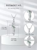 wholesale 925 Sterling Silver Green Enamel Lily of the Valley Cross Pendant Necklaces for Women Christian Gifts-0-1