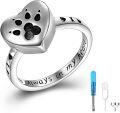 wholesale Dog Urn Rings For Ashes For Women 925 Sterling Silver Heart Paw Print Ring Cremation Ring Keepsake Memorial Jewelry Christmas Gifts For Dog Lovers -0-0