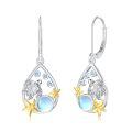 wholesale 925 Sterling Silver Turtle Drop Earrings Wholesale With Blue Gemstones-0-0