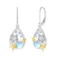 wholesale 925 Sterling Silver Turtle Drop Earrings Wholesale With Blue Gemstones-Turtle
