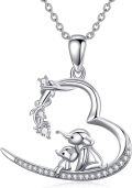 wholesale 925 Sterling Silver Heart-Shaped Elephant Family Pendant Necklace for Women's Gifts-0-0